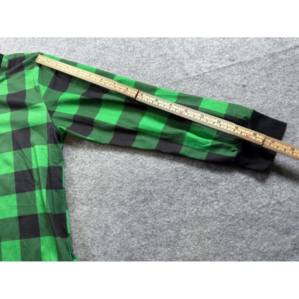 SWOMOG Pajama Set Kids‎ 130 Green Black Buffalo Plaid Long Sleeve Joggers NEW